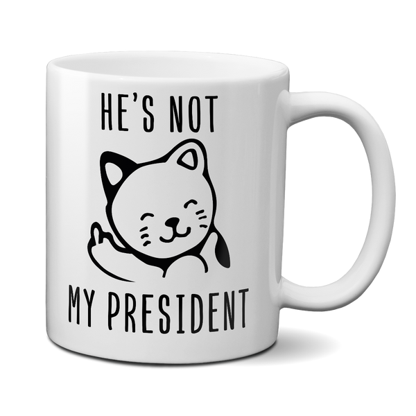 He's Not My President Angry Kitty Mug