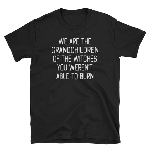 We Are The Grandchildren Of The Witches You Weren't Able To Burn T-Shirt (Black and Navy)